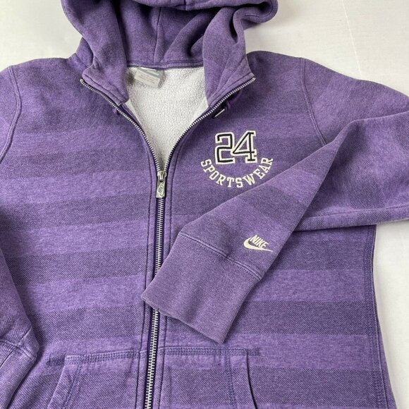 Nike Sportswear Full Zip Hoodie Sweatshirt Jacket Women’s LG Striped Purple - Picture 10 of 10